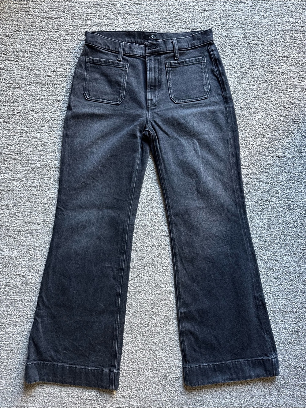 For All Man Kind - Black Faded Wide-Leg Jeans - 28